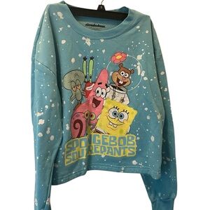 Nickelodeon Aqua Sweatshirt with SpongeBob Characters
